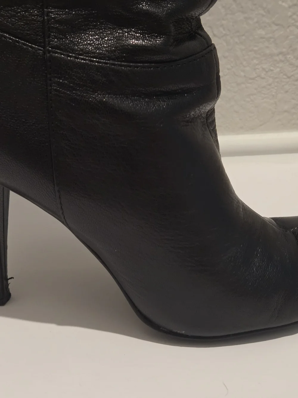 Calvin Klein Black Leather Knee-High Heeled Boots Size 7.5